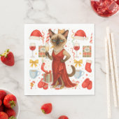 Cat Christmas themed for Siamese Cat Lovers Servet (Insitu)