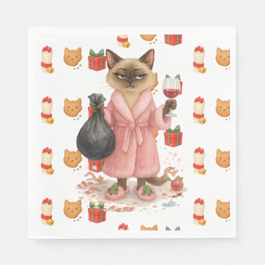 Cat Christmas themed for Siamese Cat Lovers Servet (Voorkant)