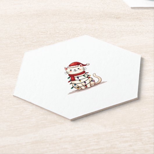 Cat Christmas Tree Christmas (1) Kartonnen Onderzetters (Schuin)