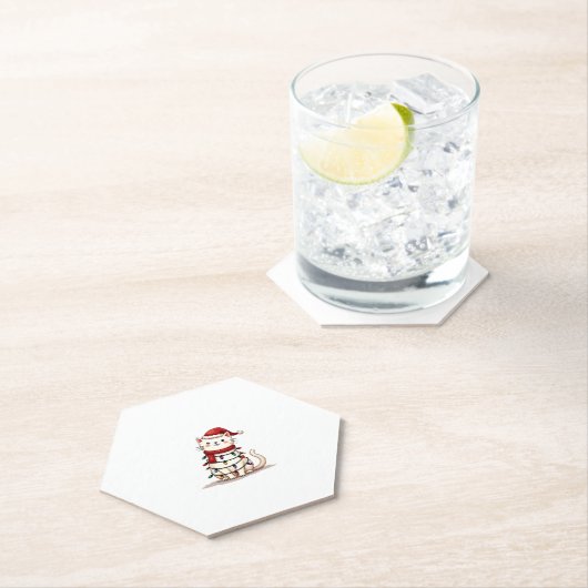 Cat Christmas Tree Christmas (1) Kartonnen Onderzetters (Insitu)