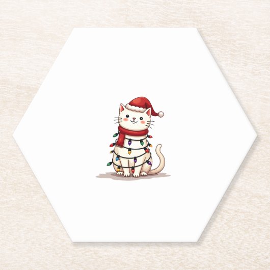Cat Christmas Tree Christmas (1) Kartonnen Onderzetters (Voorkant)