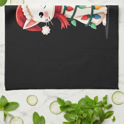 Cat Christmas Tree Christmas (1) Theedoek (Gevouwen)