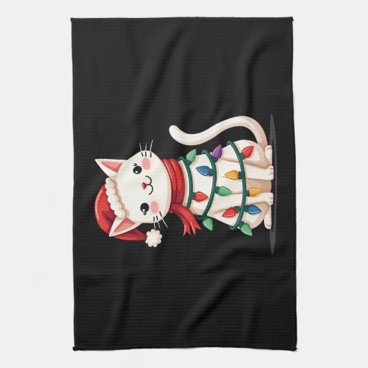 Cat Christmas Tree Christmas (1) Theedoek (Verticaal)