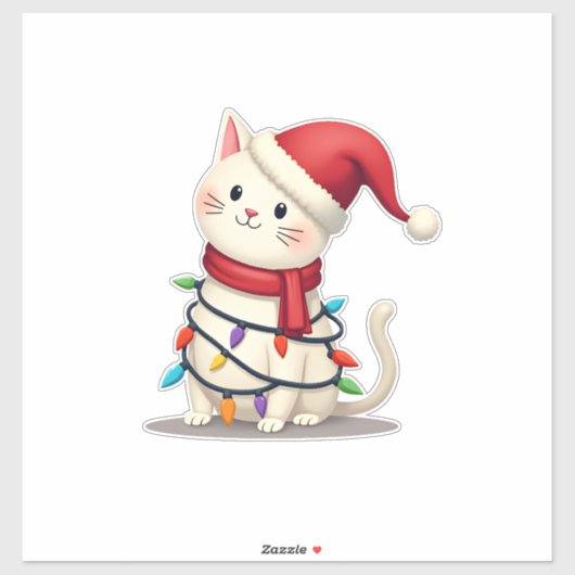 Cat Christmas Tree Christmas (2) Sticker (Vel)