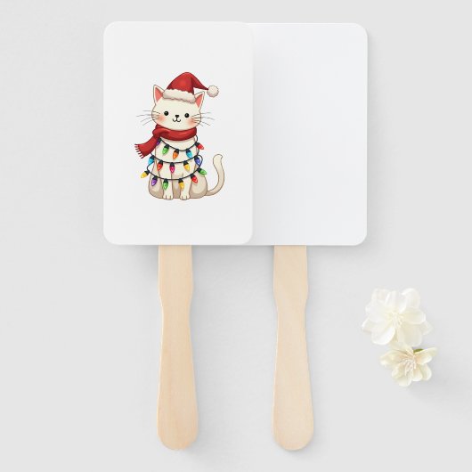 Cat Christmas Tree Christmas (3) Handwaaier (Voorkant en achterkant)