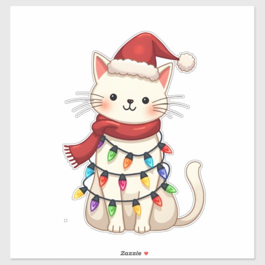 Cat Christmas Tree Christmas (3) Sticker (Vel)