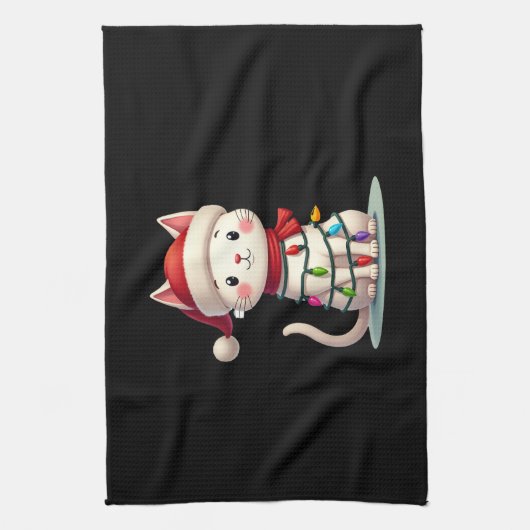 Cat Christmas Tree Christmas (3) Theedoek (Verticaal)