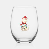 Cat Christmas Tree Christmas (3) Wijnglas Zonder Voet (Voorkant)