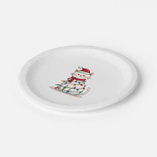 Cat Christmas Tree Christmas (4) Papieren Bordje (Gekanteld)