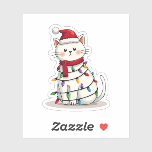 Cat Christmas Tree Christmas (4) Sticker (Vel)