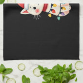 Cat Christmas Tree Christmas (4) Theedoek (Gevouwen)