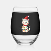 Cat Christmas Tree Christmas (4) Wijnglas Zonder Voet (Voorkant)