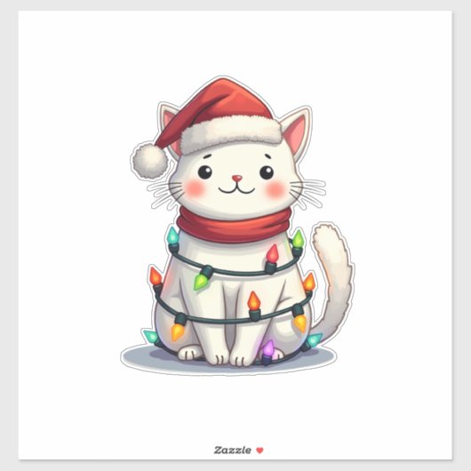 Cat Christmas Tree Christmas Sticker (Vel)