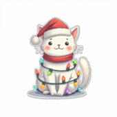Cat Christmas Tree Christmas Sticker (Voorkant)
