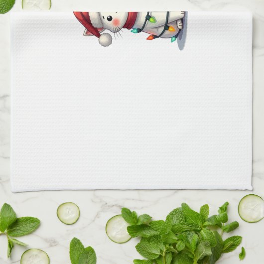 Cat Christmas Tree Christmas Theedoek (Gevouwen)