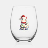 Cat Christmas Tree Christmas Wijnglas Zonder Voet (Voorkant)