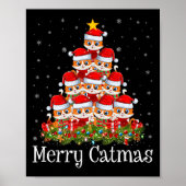Cat Christmas Tree Lights Santa Funny Cat Lover Me Poster (Voorkant)