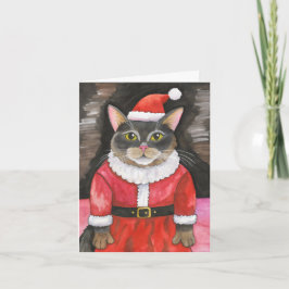 Cat Christmas-Waterverf Kaart