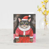 Cat Christmas-Waterverf Kaart (Gele Bloem)