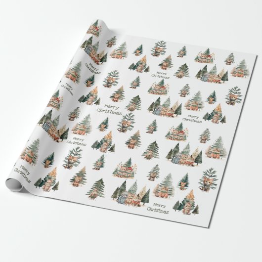 Cat Christmas Wrapping Paper Roll Cadeaupapier (Uitgerold)