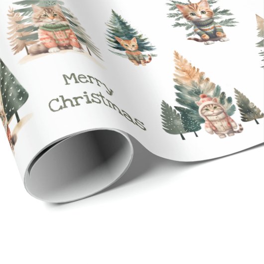 Cat Christmas Wrapping Paper Roll Cadeaupapier (Rol Hoek)