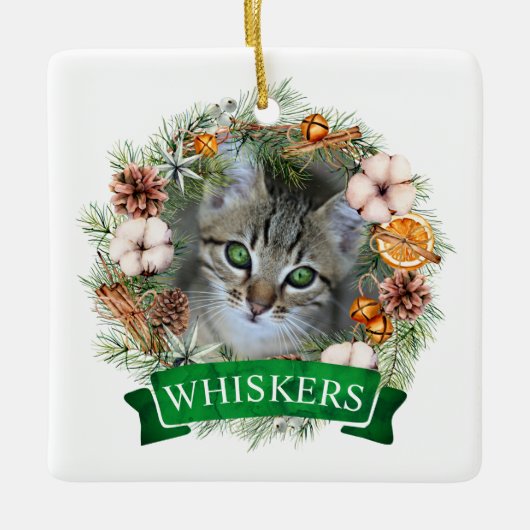 Cat Christmas Wreath Ornament (Voorkant)