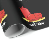 Cat-chup Funny Red Ketchup Cat Pun Dark BG Cadeaupapier (Rol Hoek)