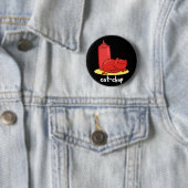 Cat-chup Funny Red Ketchup Cat Pun Dark BG Ronde Button 5,7 Cm (In situ)