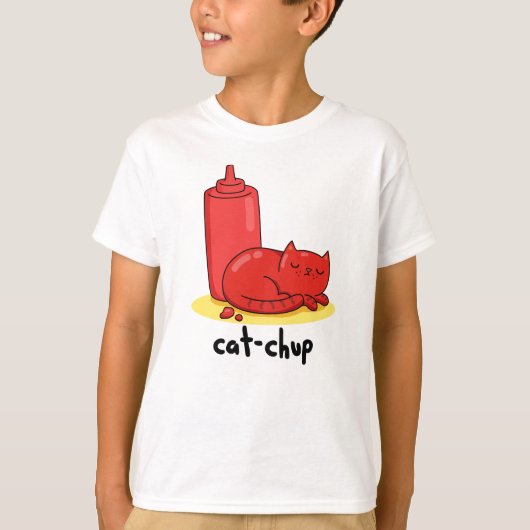 Cat-chup Funny Red Ketchup Cat Pun T-shirt (Voorkant)