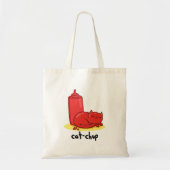 Cat-chup Funny Red Ketchup Cat Pun Tote Bag (Voorkant)