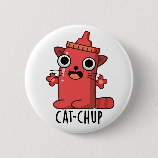 Cat-chup Grappige Ketchup Pun Ronde Button 5,7 Cm (Voorkant)