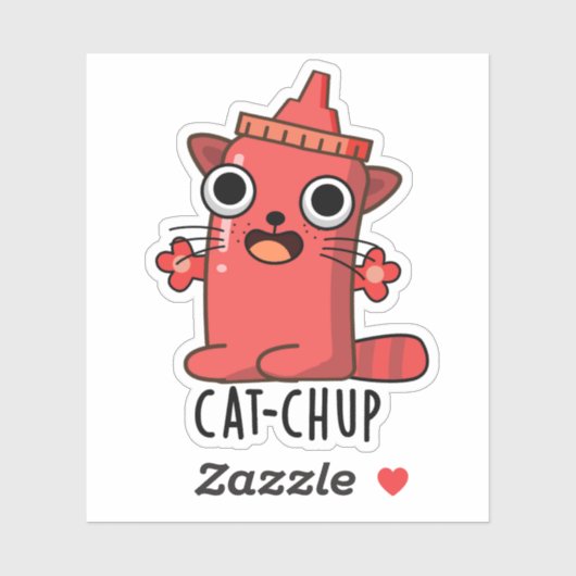 Cat-chup Grappige Ketchup Pun Sticker (Vel)