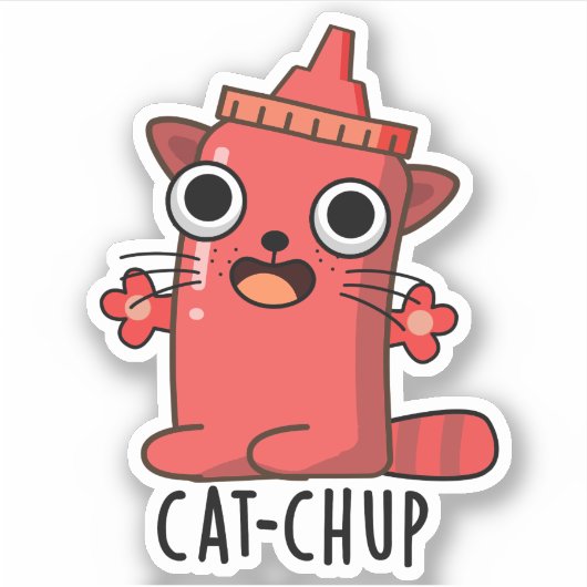 Cat-chup Grappige Ketchup Pun Sticker (Voorkant)