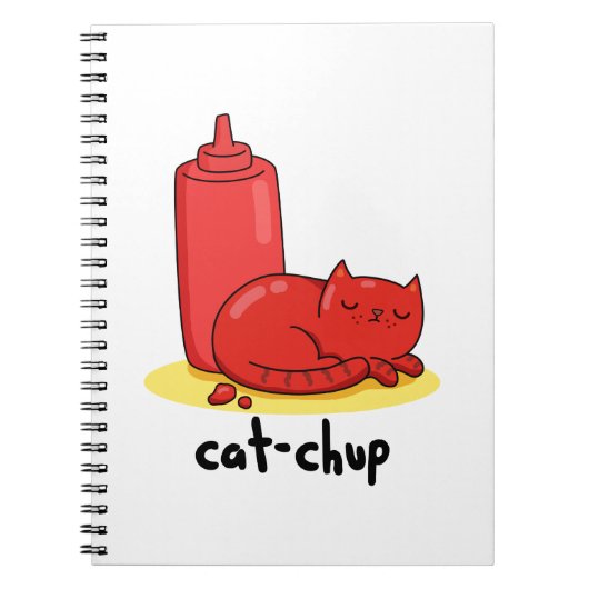 Cat-chup Grappige Rode Ketchup Kat Woordspeling  Notitieboek (Voorkant)