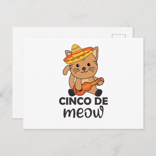 Cat Cinco de Meow Mexicaanse sombrero Cats Briefkaart (Voorkant / Achterkant)