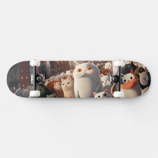 Cat City Cartoon Crowd Persoonlijk Skateboard (Horizontaal)