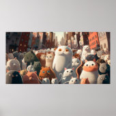 Cat City Cartoon Crowd Poster (Voorkant)