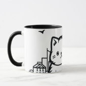 Cat Cityscape Furry Schattige Vector Graphic Mok (Links)