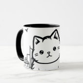 Cat Cityscape Furry Schattige Vector Graphic Mok (Voorkant links)