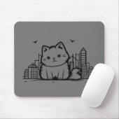 Cat Cityscape Furry Schattige Vector Graphic Muismat (Met muis)
