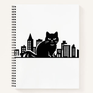 Cat Cityscape Furry Schattige Vector Graphic Notitieboek