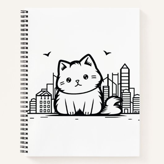 Cat Cityscape Furry Schattige Vector Graphic Notitieboek (Voorkant)