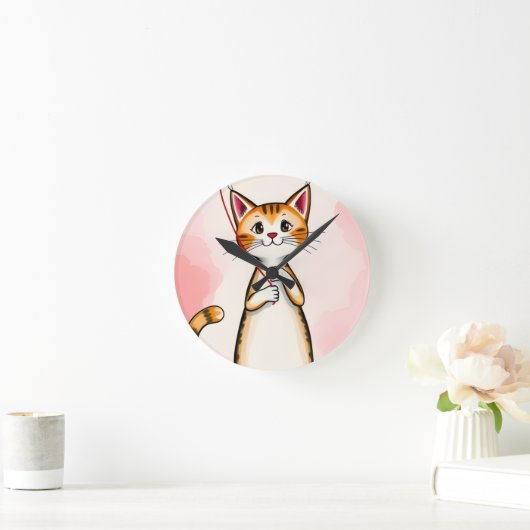 Cat Clock Ronde Klok (Huis)