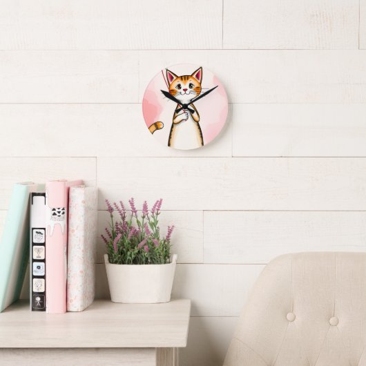 Cat Clock Ronde Klok (Leeskamer)