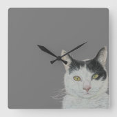 Cat Clock Vierkante Klok (Voorkant)