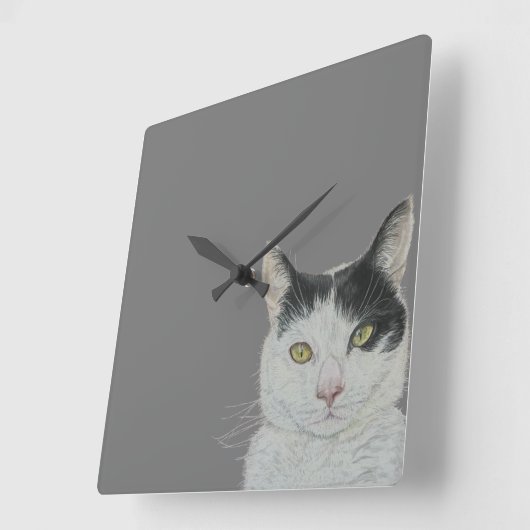 Cat Clock Vierkante Klok (Hoek)