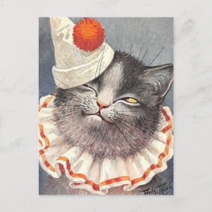 Cat Clown by Arthur Thiele Briefkaart
