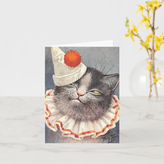 Cat Clown by Arthur Thiele  Kaart (Gele Bloem)