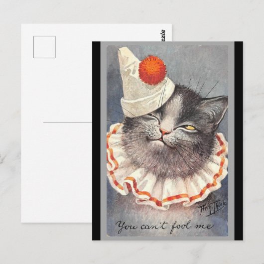 Cat Clown  illustratie Briefkaart (Voorkant / Achterkant)
