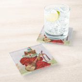  Cat Clown Suit Spelen Mandoline Glazen Onderzetter (Schuin)